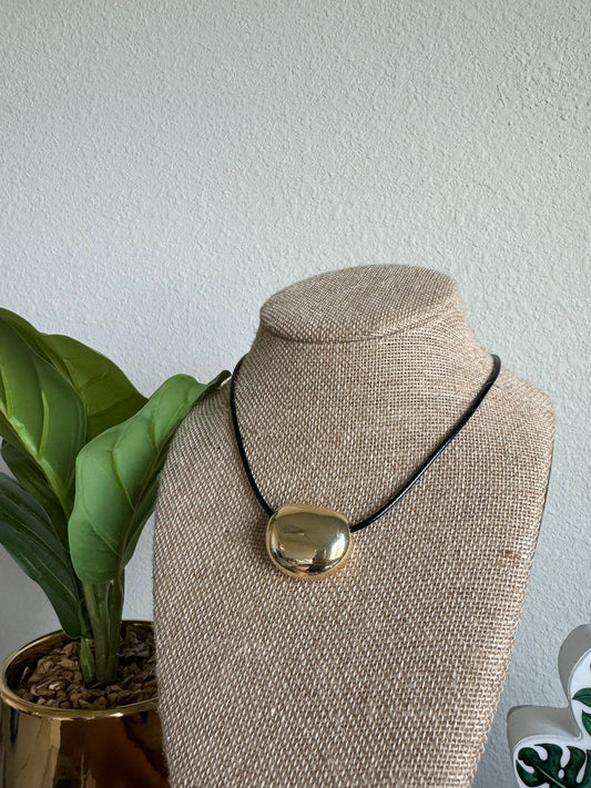 Oval Leather Necklace