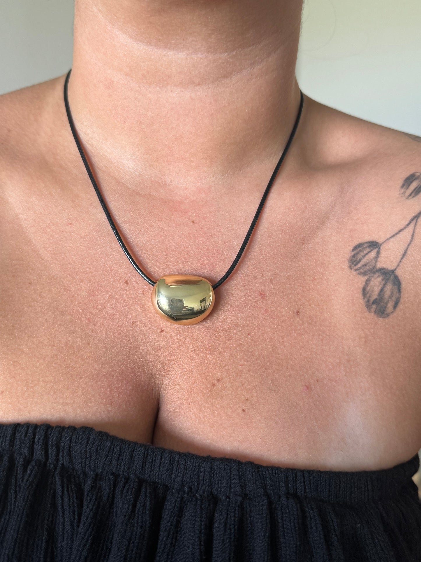 Oval Leather Necklace